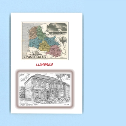 Cartes Postales impression Noir avec dpartement sur la ville de LUMBRES Titre : mairie