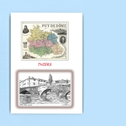 Cartes Postales impression Noir avec dpartement sur la ville de THIERS Titre : vieux pont