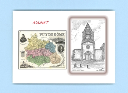 Cartes Postales impression Noir avec dpartement sur la ville de AULNAT Titre : eglise
