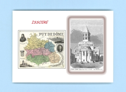 Cartes Postales impression Noir avec dpartement sur la ville de ISSOIRE Titre : eglise