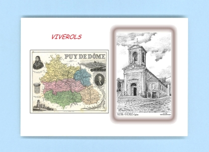 Cartes Postales impression Noir avec dpartement sur la ville de VIVEROLS Titre : eglise