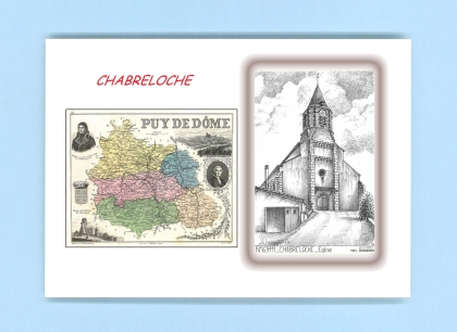 Cartes Postales impression Noir avec dpartement sur la ville de CHABRELOCHE Titre : eglise