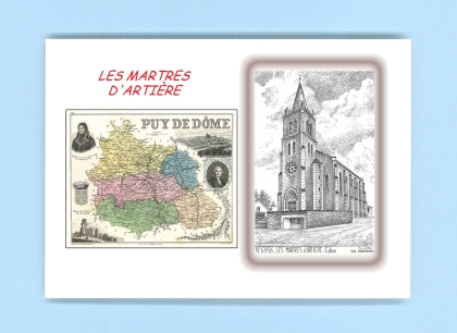 Cartes Postales impression Noir avec dpartement sur la ville de LES MARTRES D ARTIERE Titre : eglise