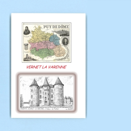 Cartes Postales impression Noir avec dpartement sur la ville de VERNET LA VARENNE Titre : chateau de montfort