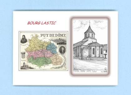 Cartes Postales impression Noir avec dpartement sur la ville de BOURG LASTIC Titre : eglise