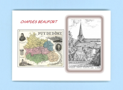 Cartes Postales impression Noir avec dpartement sur la ville de CHAPDES BEAUFORT Titre : eglise