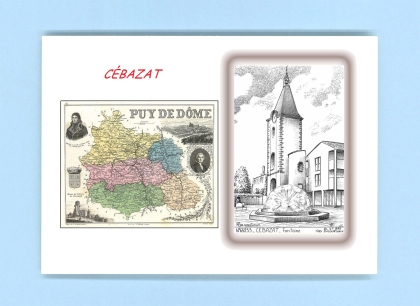 Cartes Postales impression Noir avec dpartement sur la ville de CEBAZAT Titre : fontaine