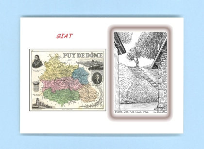Cartes Postales impression Noir avec dpartement sur la ville de GIAT Titre : motte feodale 11eme siecle