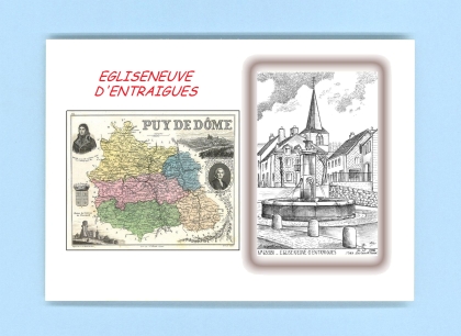 Cartes Postales impression Noir avec dpartement sur la ville de EGLISENEUVE D ENTRAIGUES Titre : vue