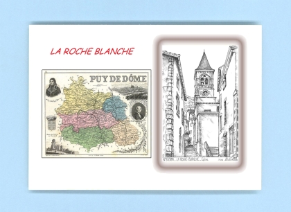 Cartes Postales impression Noir avec dpartement sur la ville de LA ROCHE BLANCHE Titre : eglise