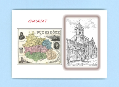 Cartes Postales impression Noir avec dpartement sur la ville de CHAURIAT Titre : eglise