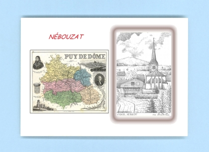 Cartes Postales impression Noir avec dpartement sur la ville de NEBOUZAT Titre : vue