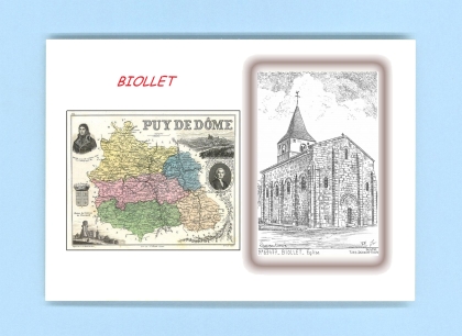 Cartes Postales impression Noir avec dpartement sur la ville de BIOLLET Titre : eglise