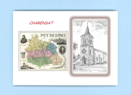 Cartes Postales impression Noir avec dpartement sur la ville de CHARENSAT Titre : eglise