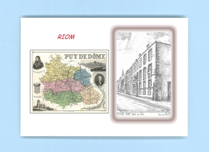 Cartes Postales impression Noir avec dpartement sur la ville de RIOM Titre : hotel de ville