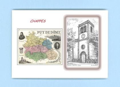 Cartes Postales impression Noir avec dpartement sur la ville de CHAPPES Titre : eglise