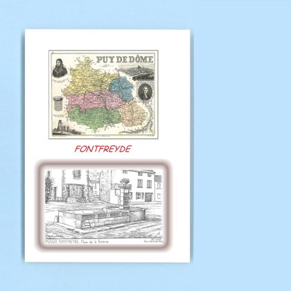 Cartes Postales impression Noir avec dpartement sur la ville de FONTFREYDE Titre : place de la fontaine