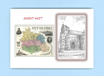 Cartes Postales impression Noir avec dpartement sur la ville de ST AVIT Titre : eglise