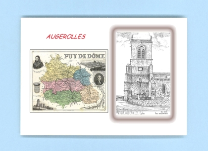 Cartes Postales impression Noir avec dpartement sur la ville de AUGEROLLES Titre : eglise