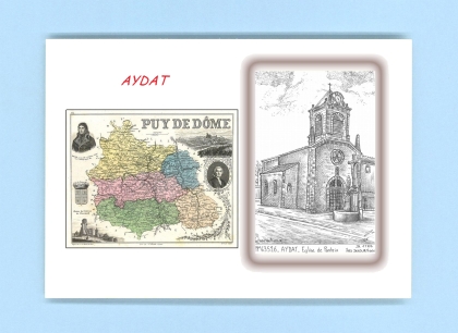 Cartes Postales impression Noir avec dpartement sur la ville de AYDAT Titre : eglise de ponteix