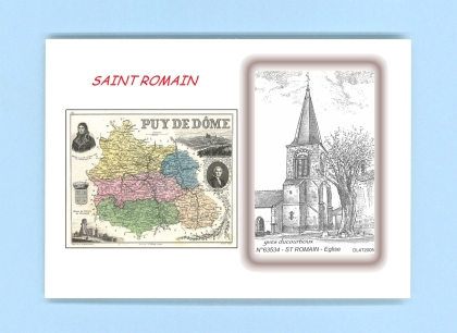 Cartes Postales impression Noir avec dpartement sur la ville de ST ROMAIN Titre : eglise