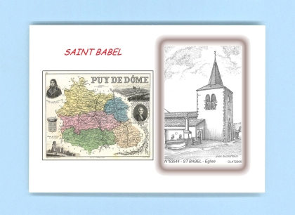 Cartes Postales impression Noir avec dpartement sur la ville de ST BABEL Titre : eglise
