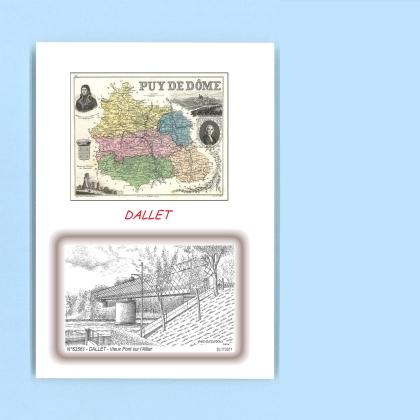 Cartes Postales impression Noir avec dpartement sur la ville de DALLET Titre : vieux pont sur l allier