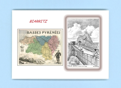 Cartes Postales impression Noir avec dpartement sur la ville de BIARRITZ Titre : rocher de la vierge
