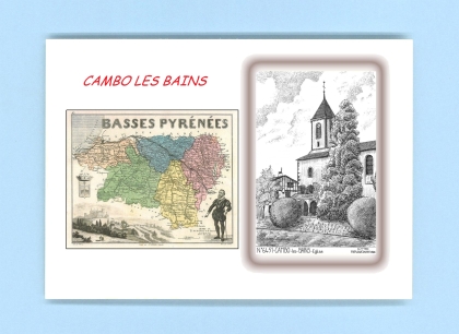 Cartes Postales impression Noir avec dpartement sur la ville de CAMBO LES BAINS Titre : eglise