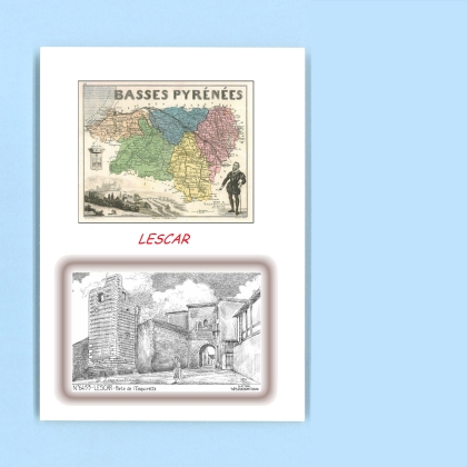 Cartes Postales impression Noir avec dpartement sur la ville de LESCAR Titre : porte de l esquirette