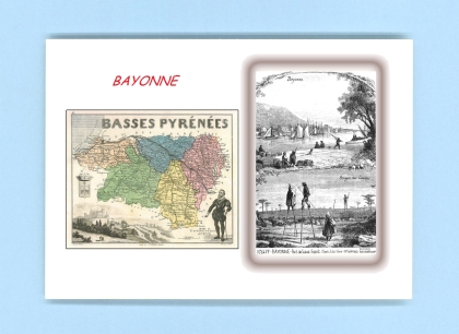Cartes Postales impression Noir avec dpartement sur la ville de BAYONNE Titre : port de st esprit
