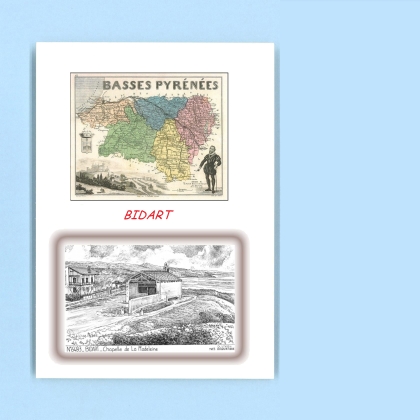 Cartes Postales impression Noir avec dpartement sur la ville de BIDART Titre : chapelle de la madeleine