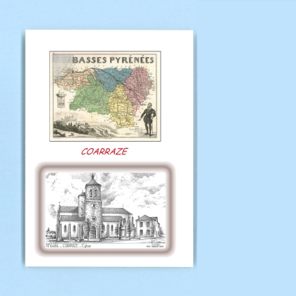 Cartes Postales impression Noir avec dpartement sur la ville de COARRAZE Titre : eglise