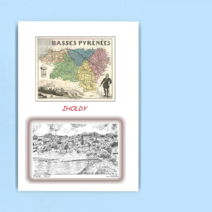 Cartes Postales impression Noir avec dpartement sur la ville de IHOLDY Titre : vue