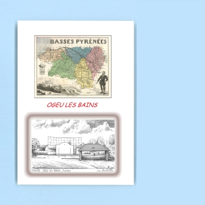 Cartes Postales impression Noir avec dpartement sur la ville de OGEU LES BAINS Titre : fronton