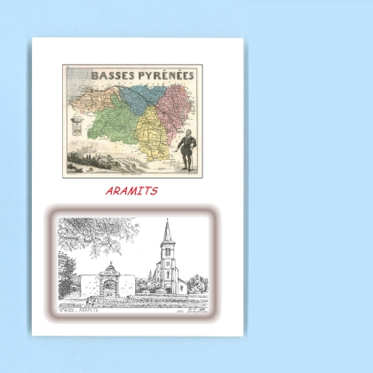 Cartes Postales impression Noir avec dpartement sur la ville de ARAMITS Titre : vue