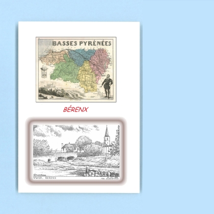 Cartes Postales impression Noir avec dpartement sur la ville de BERENX Titre : vue