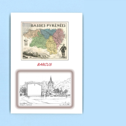 Cartes Postales impression Noir avec dpartement sur la ville de BARCUS Titre : vue