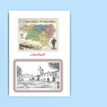 Cartes Postales impression Noir avec dpartement sur la ville de LAHONCE Titre : vue