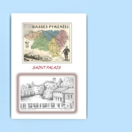Cartes Postales impression Noir avec dpartement sur la ville de ST PALAIS Titre : vue