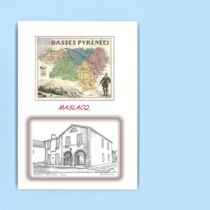 Cartes Postales impression Noir avec dpartement sur la ville de MASLACQ Titre : mairie