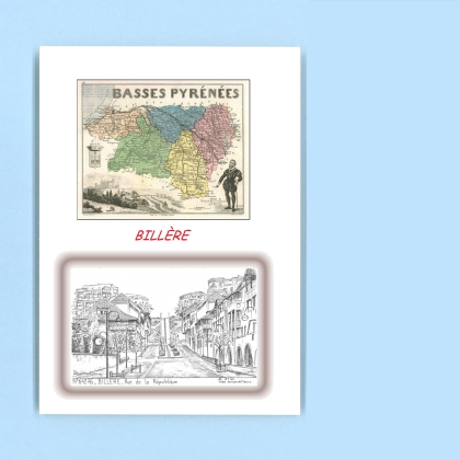Cartes Postales impression Noir avec dpartement sur la ville de BILLERE Titre : rue de la republique