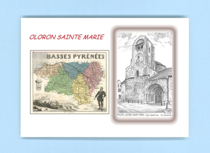 Cartes Postales impression Noir avec dpartement sur la ville de OLORON STE MARIE Titre : eglise ste croix