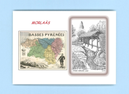 Cartes Postales impression Noir avec dpartement sur la ville de MORLAAS Titre : lavoir