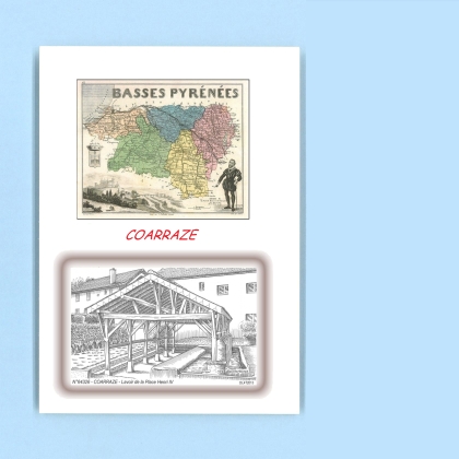 Cartes Postales impression Noir avec dpartement sur la ville de COARRAZE Titre : lavoir de la place henri IV
