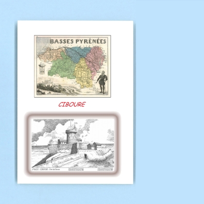 Cartes Postales impression Noir avec dpartement sur la ville de CIBOURE Titre : fort du socoa