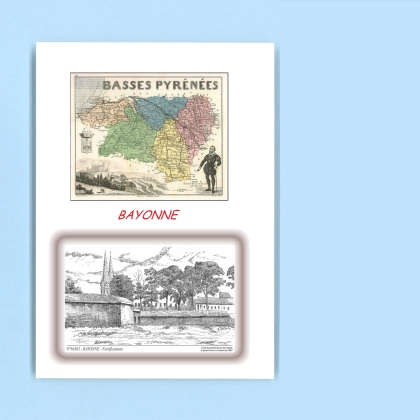 Cartes Postales impression Noir avec dpartement sur la ville de BAYONNE Titre : fortifications