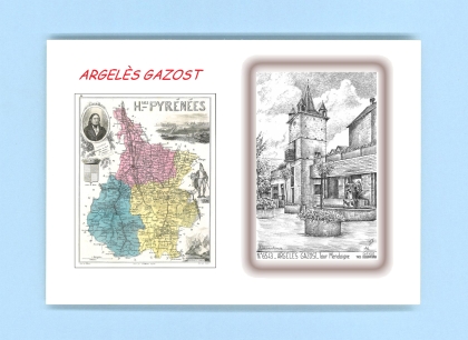 Cartes Postales impression Noir avec dpartement sur la ville de ARGELES GAZOST Titre : tour mendaigne