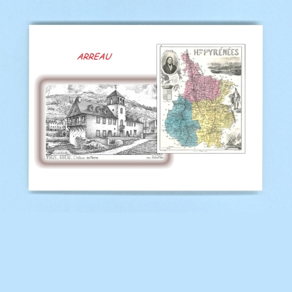 Cartes Postales impression Noir avec dpartement sur la ville de ARREAU Titre : chateau des nestes