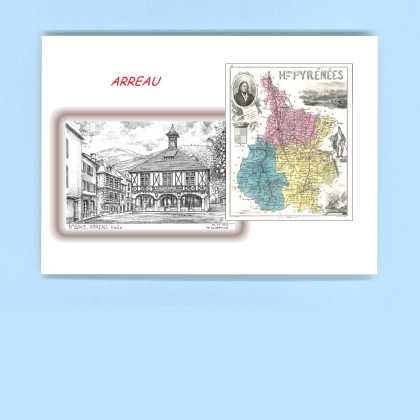 Cartes Postales impression Noir avec dpartement sur la ville de ARREAU Titre : halle